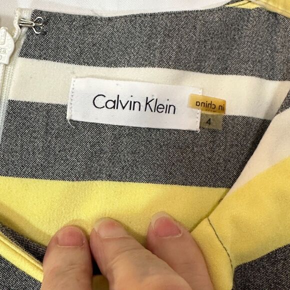 Calvin Klein Gray White and Yellow Striped Mini Dress Bodycon - Picture 2 of 9